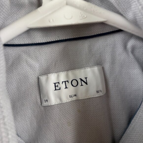 Eton Convertible Cuff Signature Twill Slim Cotton 15.5 Gray Mens Premium Office - Picture 8 of 15